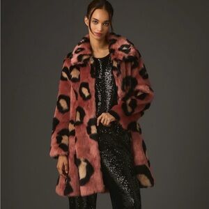 Unreal Fur Pink and Black Leopard Teddy Jacket